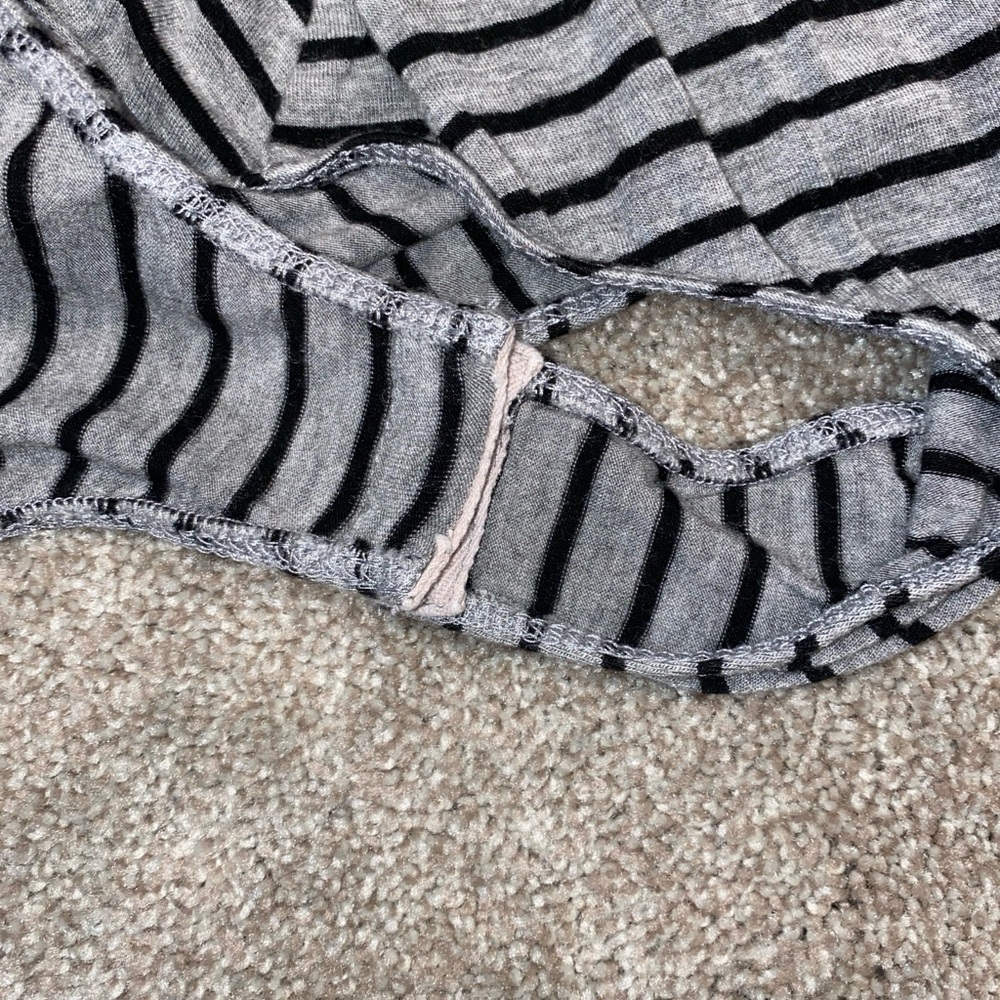 Free People Me Oh My Black & Grey Striped V-Neck Jersey Stretch Bodysuit Size XS - Picture 8 of 8